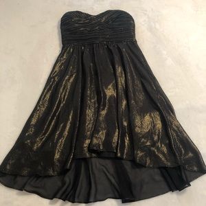 Black and Gold Strapless Mini Dress